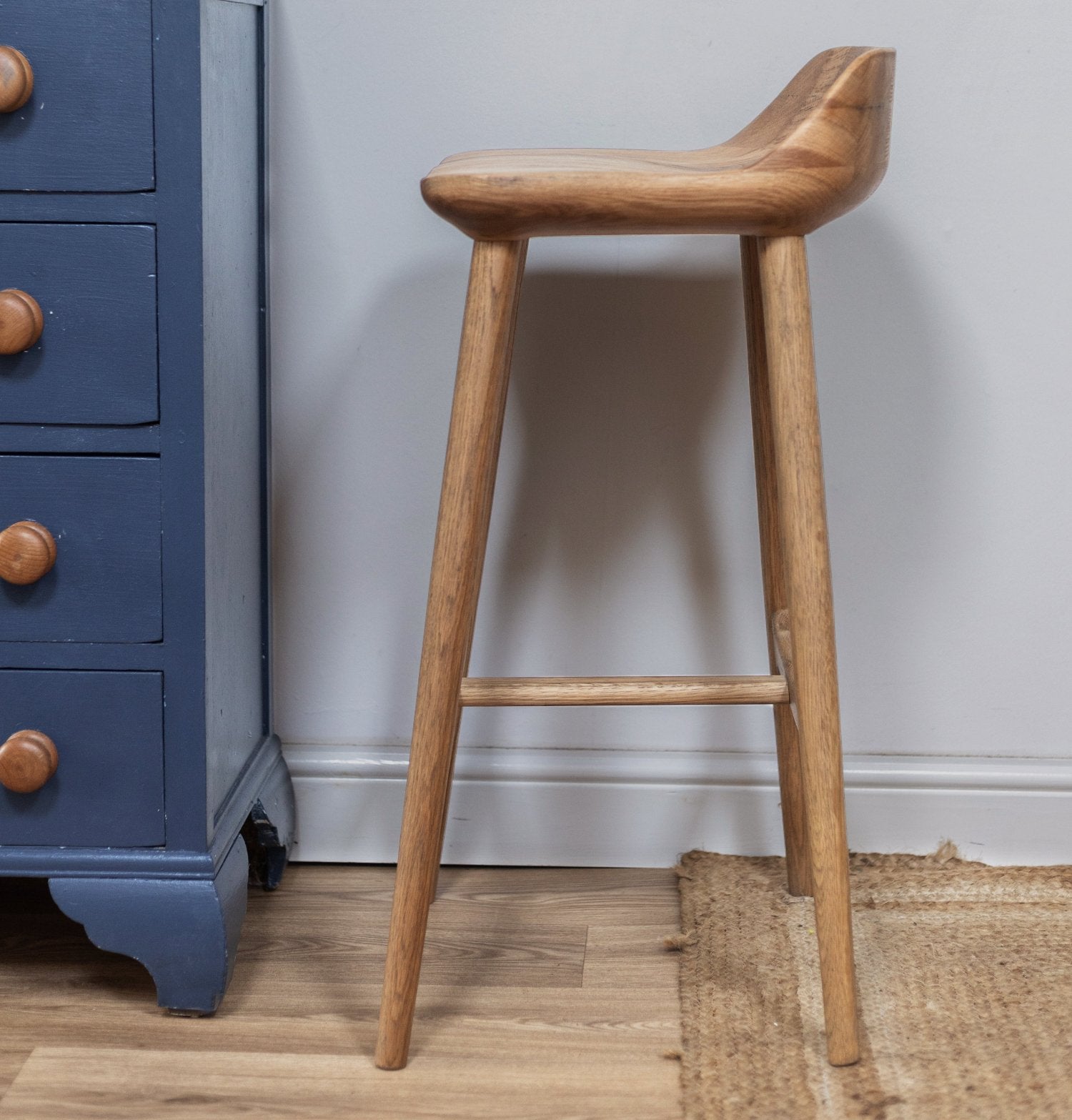 Oak Wooden Curved Seat Kitchen Bar Stool | Pre Order